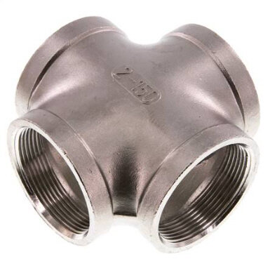 Kreuzstück Rp 2" (IG), Edelstahl 1.4408