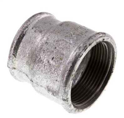Reduziermuffe Rp 1-1/2"-Rp 1-1/4", Temperguss verzinkt