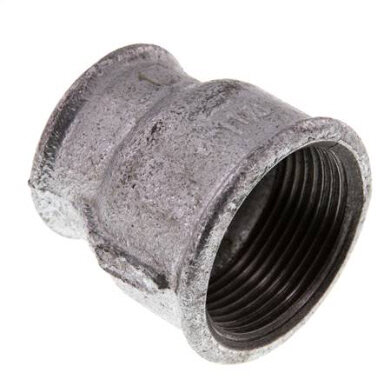 Reduziermuffe Rp 1-1/4"-Rp 1", Temperguss verzinkt