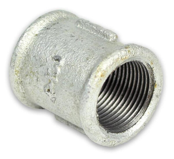 Rundmuffe Rp 1/4"-Rp 1/4", Temperguss verzinkt