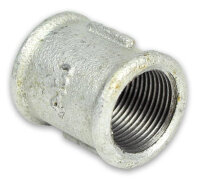 Rundmuffe Rp 1/4"-Rp 1/4", Temperguss verzinkt