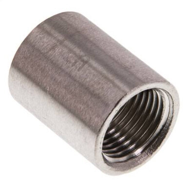 Rundmuffe Rp 1/2"-Rp 1/2", Edelstahl 1.4408