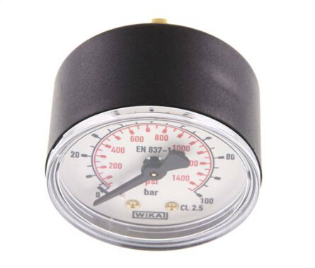 Manometer waagerecht (KU/Ms),50mm, 0 - 100 bar, G 1/4"