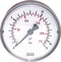 Manometer waagerecht (KU/Ms),50mm, 0 - 100 bar, G 1/4"