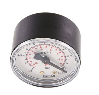 Manometer waagerecht (KU/Ms),50mm, -1 bis 0 bar, G 1/4"