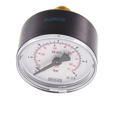 Manometer waagerecht (KU/Ms),50mm, 0 - 6 bar, G 1/4"