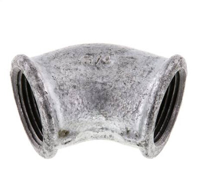 45°-Winkel Rp 3/4" (IG), Temperguss verzinkt