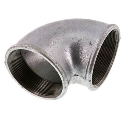 90°-Winkel Rp 4"-Rp 4", Temperguss verzinkt