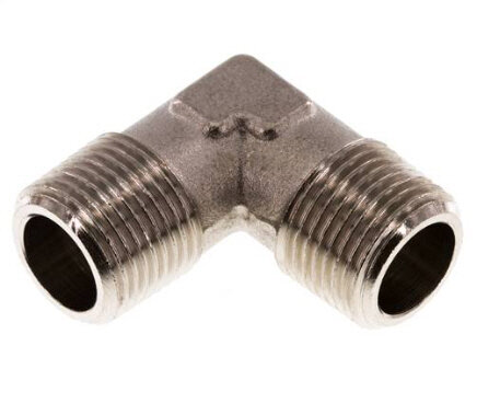 90°-Winkel R 3/8" (AG), Messing vernickelt