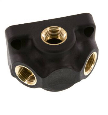 Wanddose (Luftweiche) G 1/2"-2 x G 1/2", Endverteilerdose ohne Durchgangsgewinde