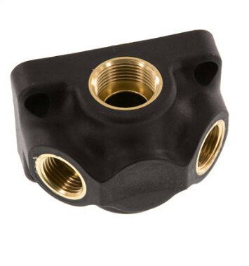 Wanddose (Luftweiche) G 3/4"-2 x G 1/2", Endverteilerdose ohne Durchgangsgewinde
