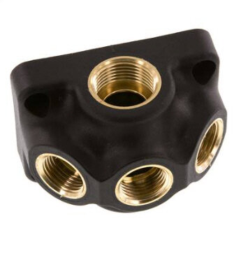 Wanddose (Luftweiche) G 3/4"-3 x G 1/2", Endverteilerdose ohne Durchgangsgewinde, 15 bar