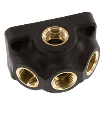 Wanddose (Luftweiche) G 1/2"-3 x G 1/2", Durchgangsverteilerdose