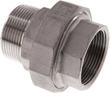 Verschraubung flach dichtend Rp/R 1-1/2" (IG/AG), Edelstahl 1.4408