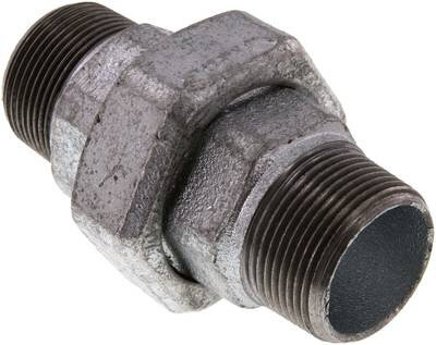 Doppelnippel trennbar R 1-1/4" flach dichtend, Temperguss verzinkt