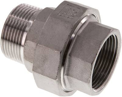 Verschraubung flach dichtend Rp/R 1-1/4" (IG/AG), Edelstahl 1.4408