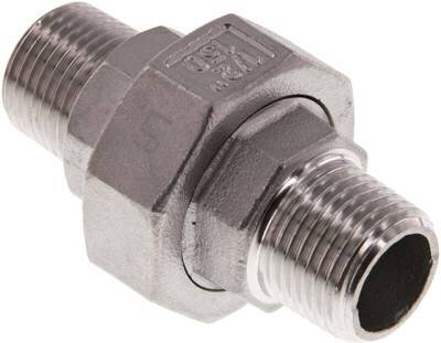 Doppelnippel trennbar R 1/2" flach dichtend, Edelstahl 1.4408