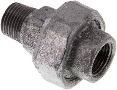 Verschraubung flach dichtend Rp/R 1/2" (IG/AG), Temperguss verzinkt