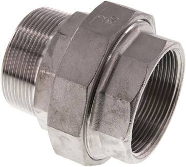 Verschraubung flach dichtend Rp/R 2" (IG/AG), Edelstahl 1.4408