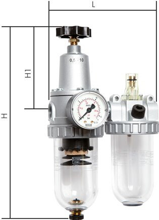 STANDARD-Wartungseinheit, 2-tlg., G 3/8", 0,5 - 10 bar, 50 - 800 l/min