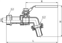 Edelstahl-Kugelauslaufhahn G 1/2"-13 (1/2")mm, PN 16