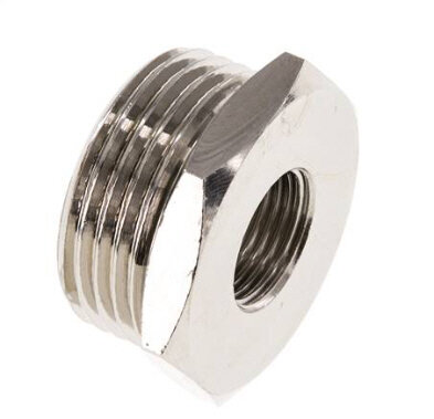 Reduziernippel G 1"(AG)-G 3/8"(IG), Messing vernickelt
