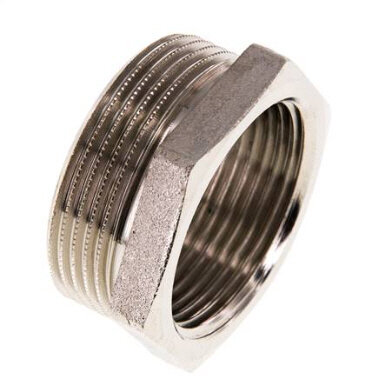 Reduziernippel G 1-1/2"(AG)-G 1-1/4"(IG), Messing vernickelt