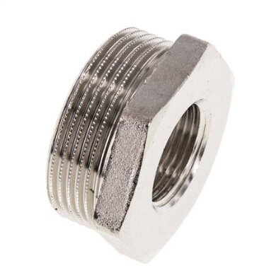 Reduziernippel G 1-1/2"(AG)-G 3/4"(IG), Messing vernickelt