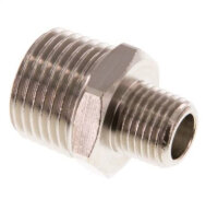 Doppelnippel R 1/2"-R 1/4", Messing vernickelt