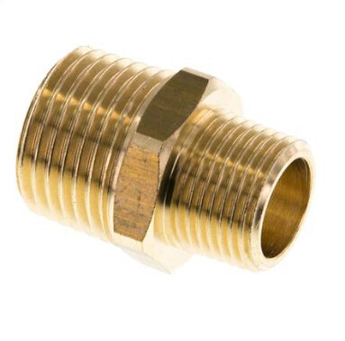 Doppelnippel R 1/2"-R 3/8", Messing/Rotguss
