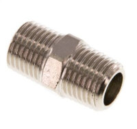 Doppelnippel R 1/4"-R 1/4", Messing vernickelt