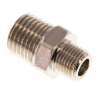 Doppelnippel R 1/4"-R 1/8", Messing vernickelt