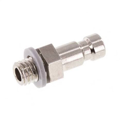 Kupplungsstecker (NW2,7) M 5(AG), Messing vernickelt, für Drucklufttechnik