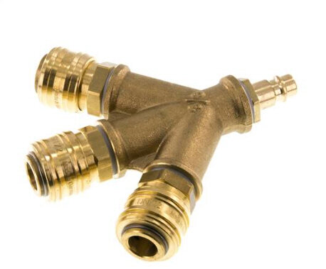 3-fach-Luftweiche G 3/8" mit Kupplungsdosen und Kupplungsstecker