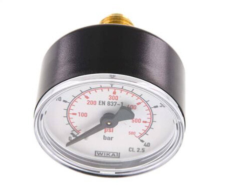 Manometer waagerecht (KU/Ms),50mm, 0 - 40 bar, G 1/4"