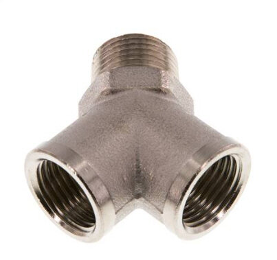 Y-Einschraubstück R 1/2" (AG)- 2 x G 1/2" (IG), Messing vernickelt