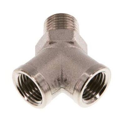 Y-Einschraubstück R 1/4" (AG)- 2 x G 1/4" (IG), Messing vernickelt