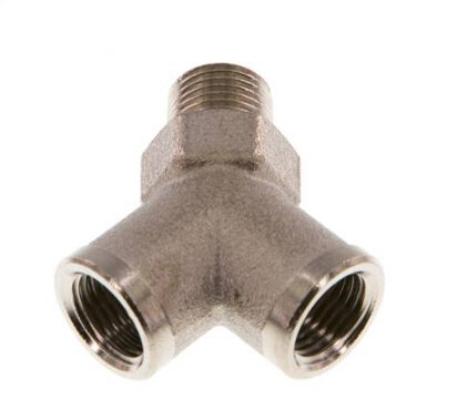 Y-Einschraubstück R 1/8" (AG)- 2 x G 1/8" (IG), Messing vernickelt