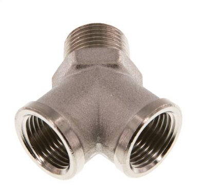 Y-Einschraubstück R 3/8" (AG)- 2 x G 3/8" (IG), Messing vernickelt