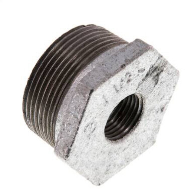 Reduziernippel R 1-1/2"(AG)-Rp 1/2"(IG), Temperguss verzinkt