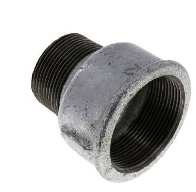 Reduziernippel R 1-1/2"(AG)-Rp 2"(IG), Temperguss verzinkt