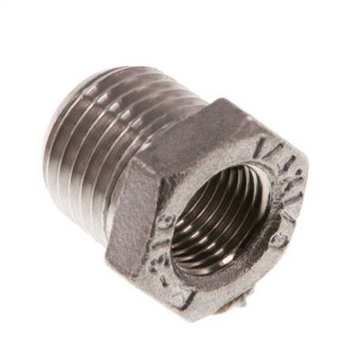 Reduziernippel R 1/4"(AG)-Rp 1/8"(IG), Edelstahl 1.4408