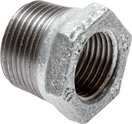 Reduziernippel R 1/4"(AG)-Rp 1/8"(IG), Temperguss verzinkt