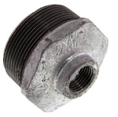 Reduziernippel R 2"(AG)-Rp 1/2"(IG), Temperguss verzinkt