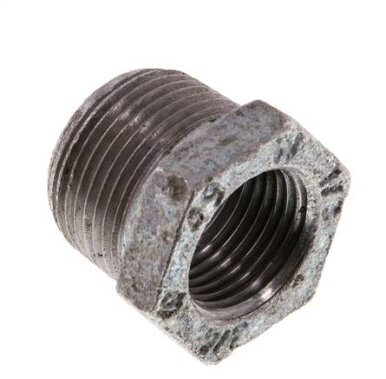 Reduziernippel R 3/4"(AG)-Rp 1/2"(IG), Temperguss verzinkt