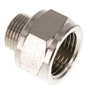 Reduziernippel G 3/8"(AG)-G 1/2"(IG), Messing vernickelt