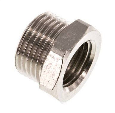 Reduziernippel G 3/8"(AG)-G 1/4"(IG), Messing vernickelt