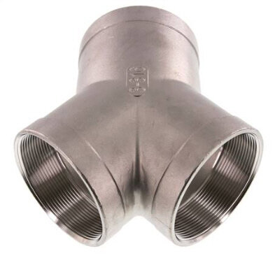 Y-Stück Rp 3" (IG), Edelstahl -16bar 1.4408 für Druckluft